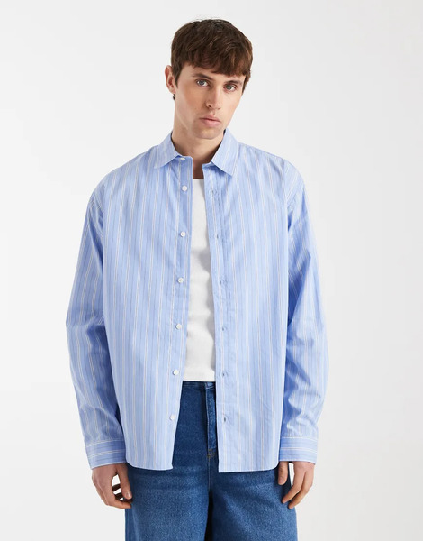  Redefined Rebel Robin Boxy Shirt In Blue Stripe 