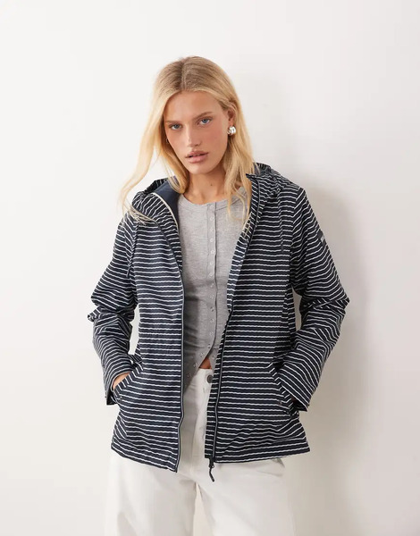  Regatta Bayletta Hooded Jacket In Navy White Wavy Stripe 