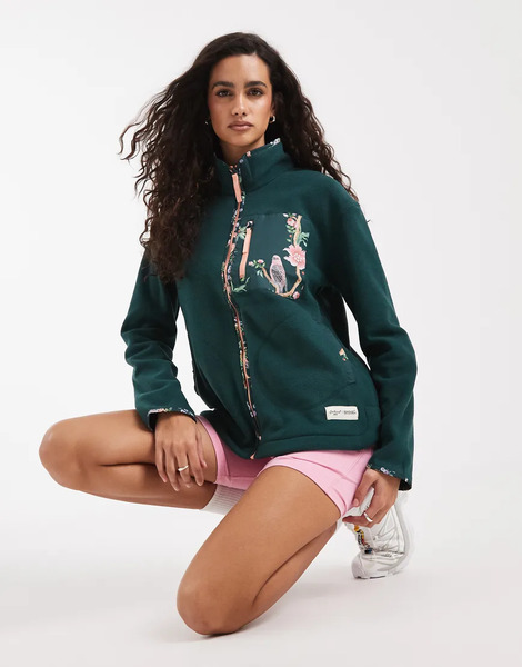  Regatta Cath Kidston Full Zip Fleece In Deep Pine Green 