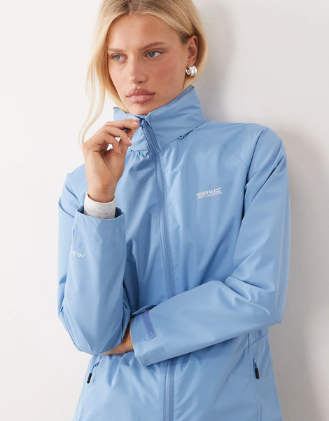  Regatta Hooded Daysha Ii Waterproof Shell Jacket In Washed Denim Blue 
