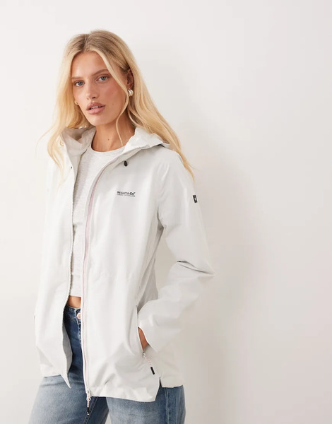  Regatta Hooded Hamara Iv Waterproof Shell Jacket In Barely White 