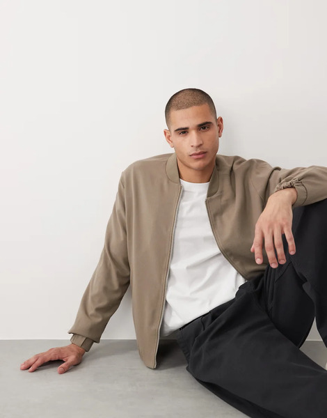  River Island Bomber Jacket In Beige Neutral 