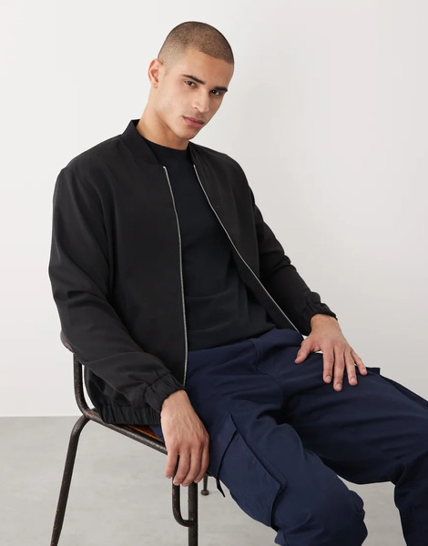  River Island Bomber Jacket In Black 