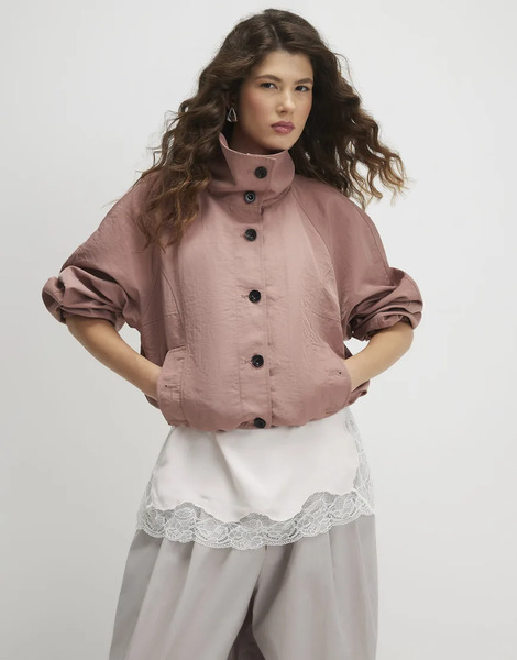  River Island Drawstring Hem Bomber Jacket In Pink 