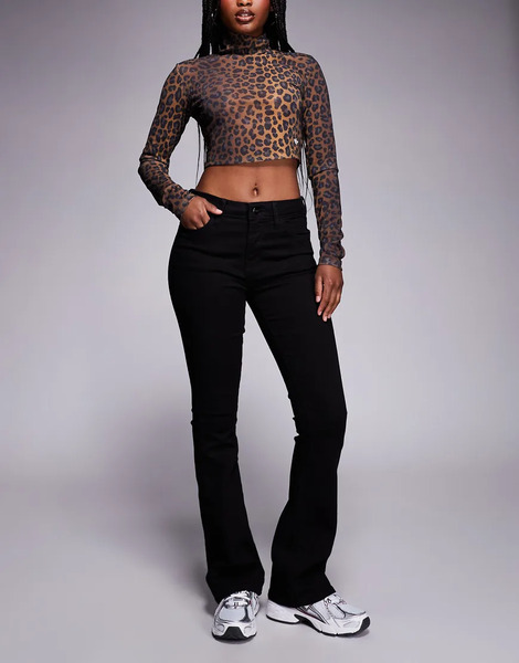  River Island Mid Rise Bootcut Flared Jeans In Black 