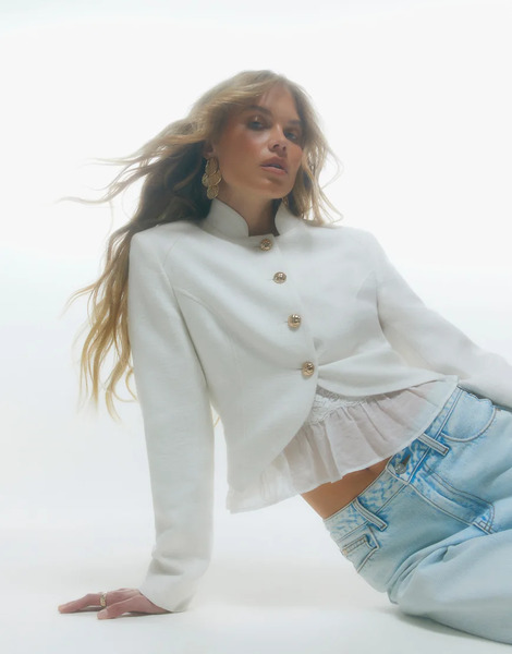  River Island Military Jacket In White 