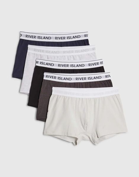  River Island Pack Of 5 Trunks In Grey 