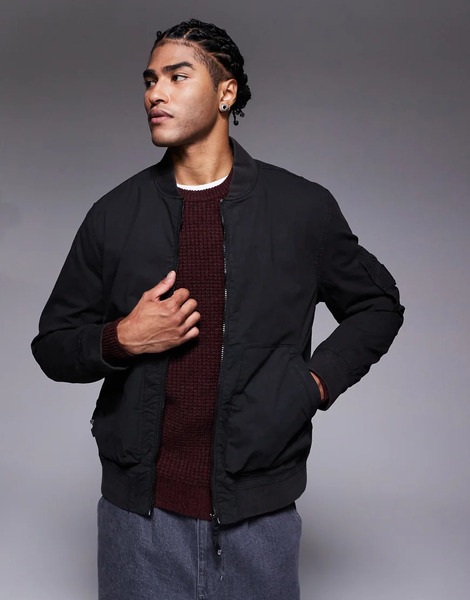  River Island Utility Bomber Jacket In Black 