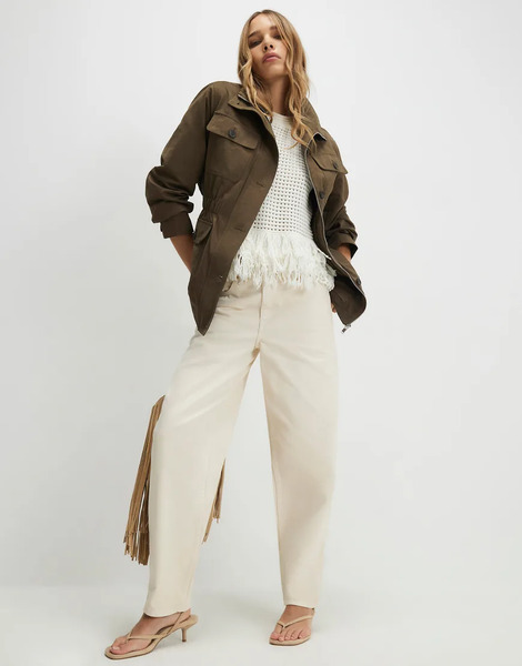  River Island Utility Funnel Jacket In Khaki Green 