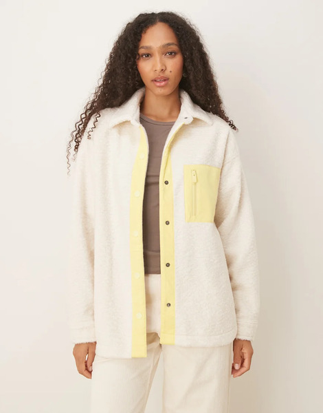  Roxy Chloe Kim Polar Shacket Polar Fleece Shirt Jacket In Whiisper White 
