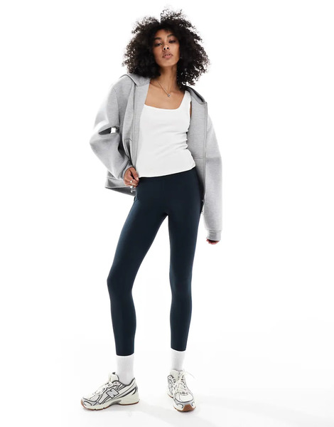  Roxy Heart Into It Ankle Leggings In Anthracite Black 