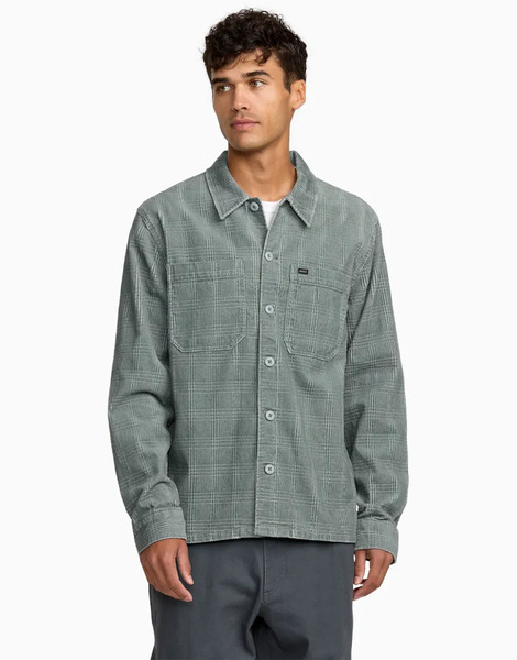  Rvca Adams Overshirt In Lead Grey 