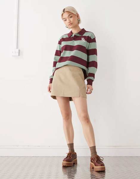  Rvca Reform Mini Skirt In Olive Grey 