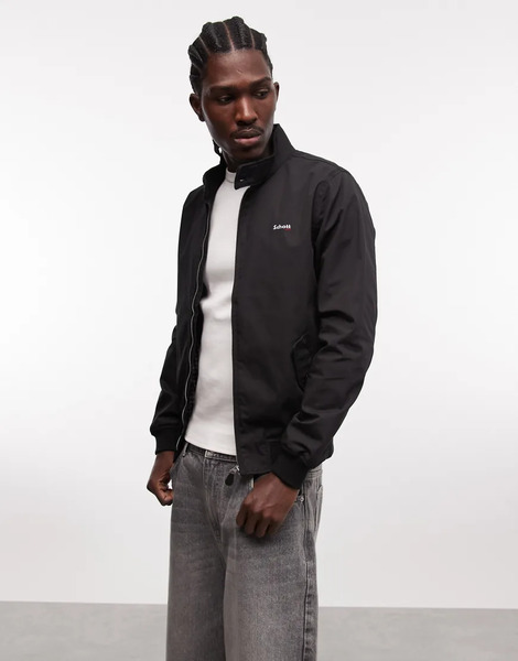  Schott Logo Patch Harrington Jacket In Black 