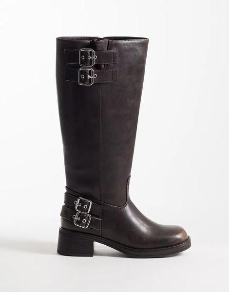  Schuh Disk Pull On Boot With Buckle Details In Brown Pu Neutral 