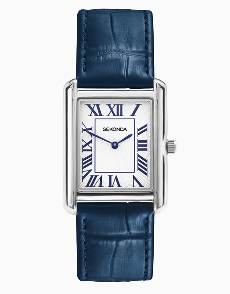  Sekonda Clement 28mm Rectangular Silver Watch In Blue   Mblue 