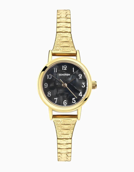  Sekonda Connolly Womens 23mm Analogue Watch With Gold Case And Stainless Steel Expanding Bracelet With Black Dial 