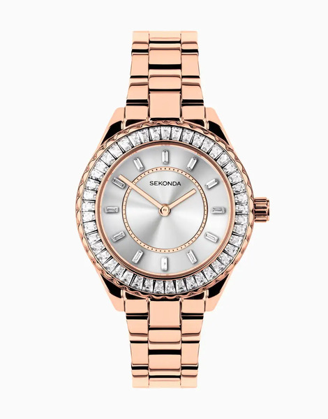  Sekonda Margot Womens 34mm Analogue Watch With Rose Gold Case And Stainless Steel Bracelet With Silver Dial 