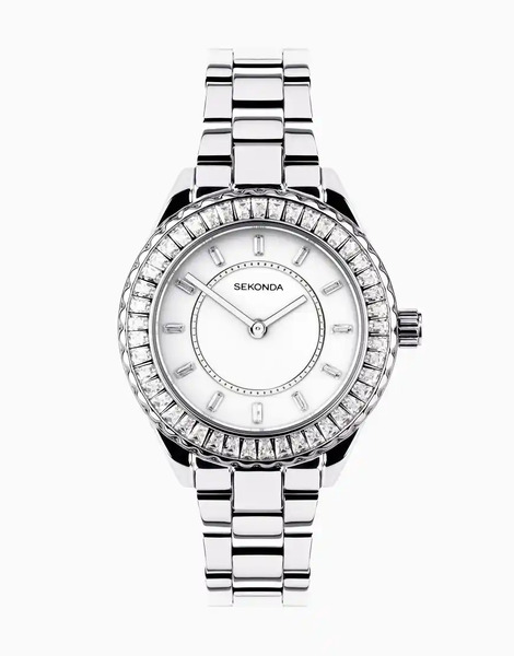  Sekonda Margot Womens 34mm Analogue Watch With Silver Case And Stainless Steel Bracelet With White Dial 
