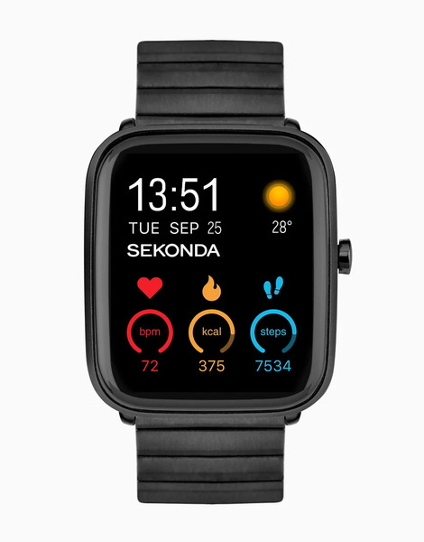  Sekonda Motion Plus Unisex Smartwatch Watch With Black Case And Stainless Steel Bracelet With Lcd Dial 