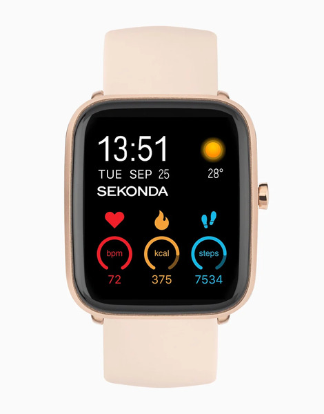  Sekonda Motion Plus Unisex Smartwatch Watch With Rose Gold Case And Silicone Strap With Lcd Dial Pink 