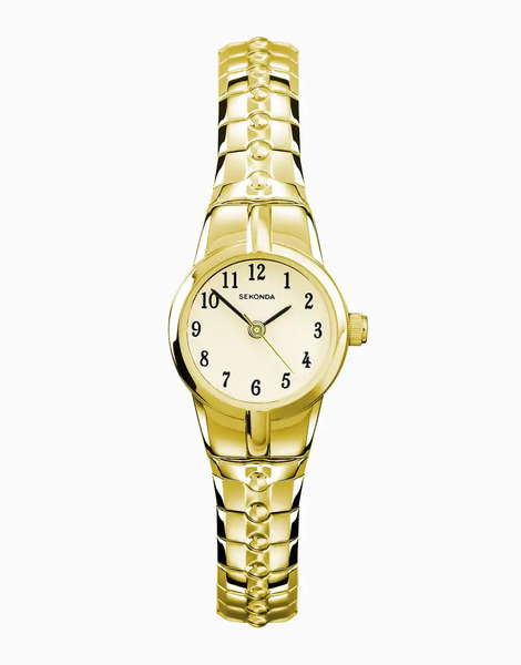  Sekonda Newton Womens 19mm Analogue Watch With Gold Case And Stainless Steel Expanding Bracelet With Cream Dial 