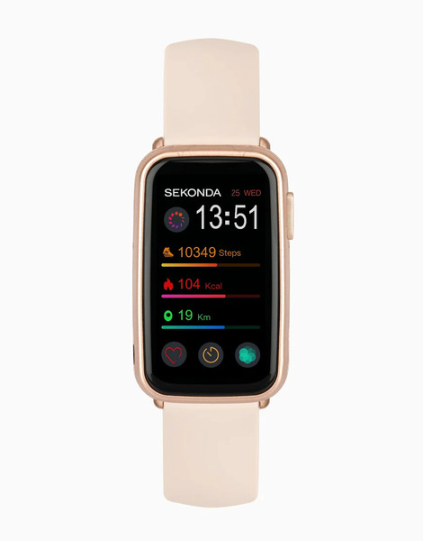  Sekonda Track Unisex 26mm Smartwatch Watch With Rose Gold Case And Silicone Strap With Lcd Dial Pink 