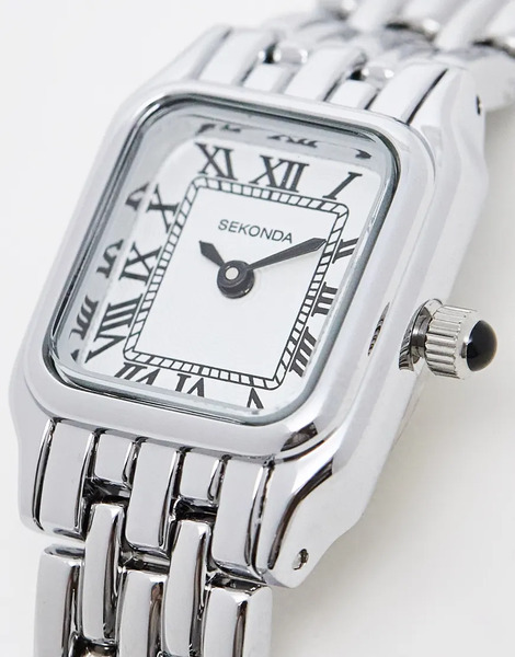  Sekonda Womens Monica 20mm Analogue Watch With Silver Alloy Rectangular Case, Silver Alloy Bracelet And White Dial 