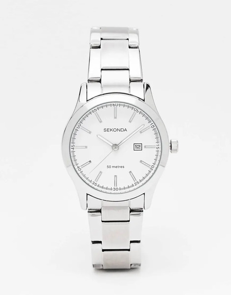  Sekonda Womens Taylor 34mm Analogue Watch With Silver Alloy Round Case, Silver Stainless Steel Bracelet And White Dial 