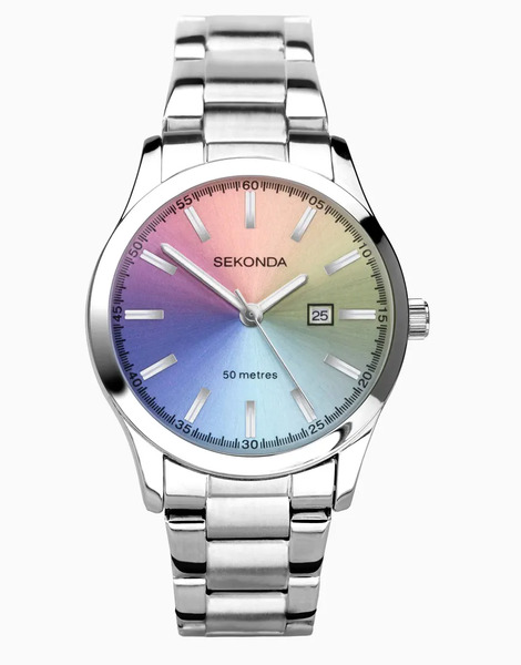  Sekonda Womens Taylor 34mm Analogue Watch With Silver Alloy Round Case, Silver Stainless Steel Bracelet And Multicolour Dial 