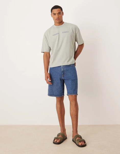  Selected Alex Regular Fit Denim Shorts In Medium Blue 