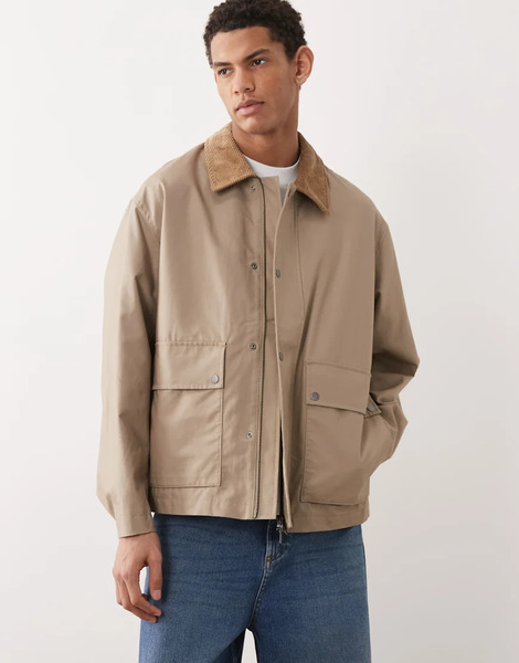  Selected Barn Jacket In Beige Neutral 