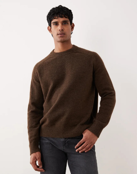  Selected Boxy Alpaca Blend Jumper In Brown 