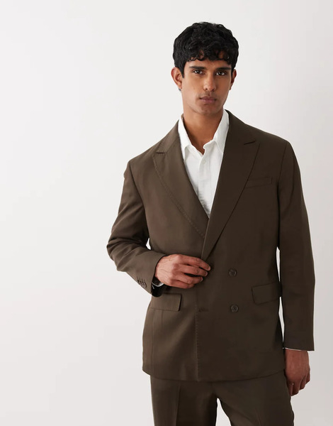  Selected Co Ord Regular Suit Jacket In Brown 