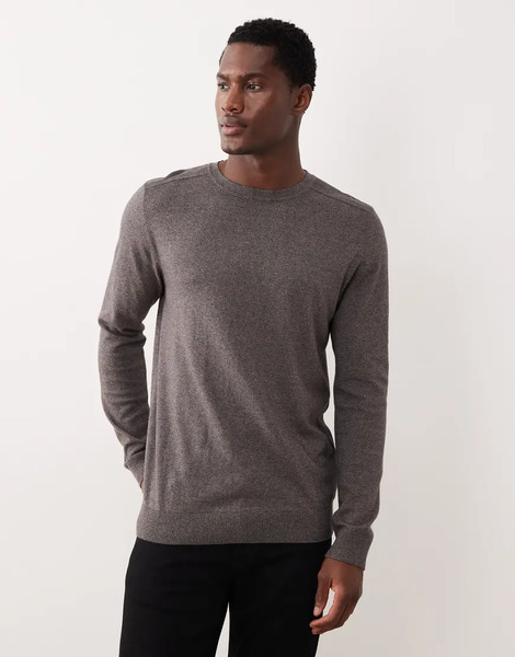  Selected Crew Neck Knit Jumper In Dark Grey 