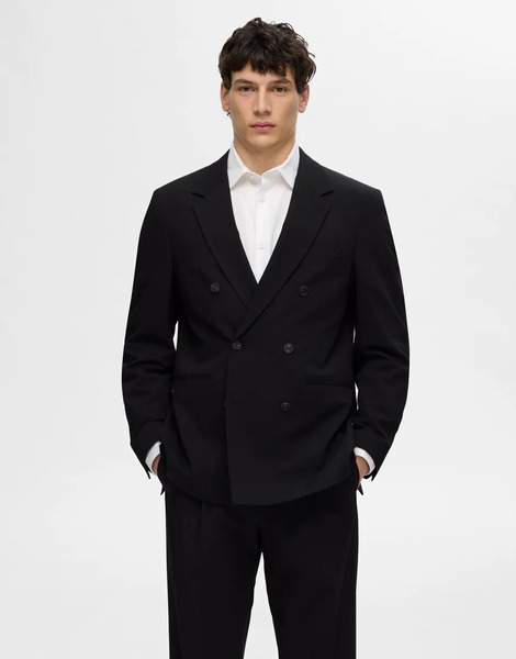  Selected Double Breasted Blazer In Black 