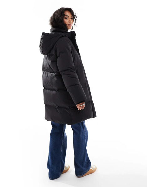  Selected Down Mid Length Puffer Jacket In Black 