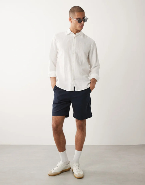  Selected Elasticated Waistband Shorts In Navy Blue 