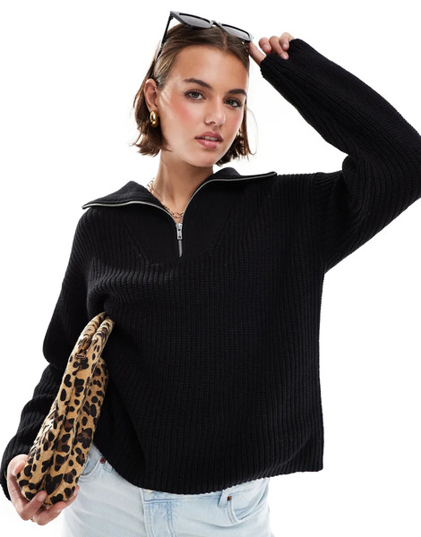  Selected Half Zip Jumper In Black 