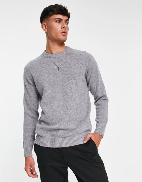  Selected Homme Wool Crew Neck Jumper In Grey 
