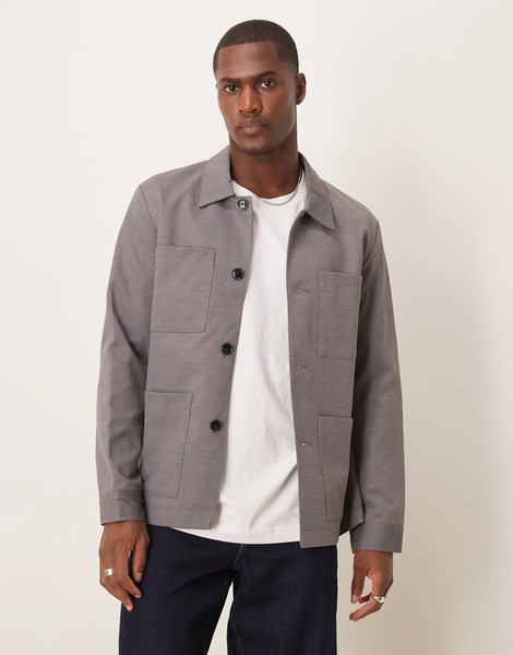  Selected Jersey Boxy Suit Jacket Slim Fit In Grey 