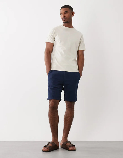  Selected Linen Blend Shorts In Navy Blue 