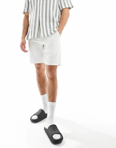  Selected Linen Blend Shorts In White 