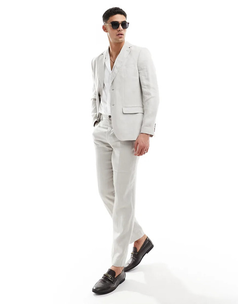  Selected Linen Mix Suit Jacket In Beige Neutral 