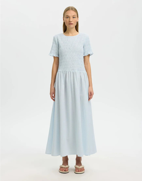  Selected Midi Dress In Light Blue 