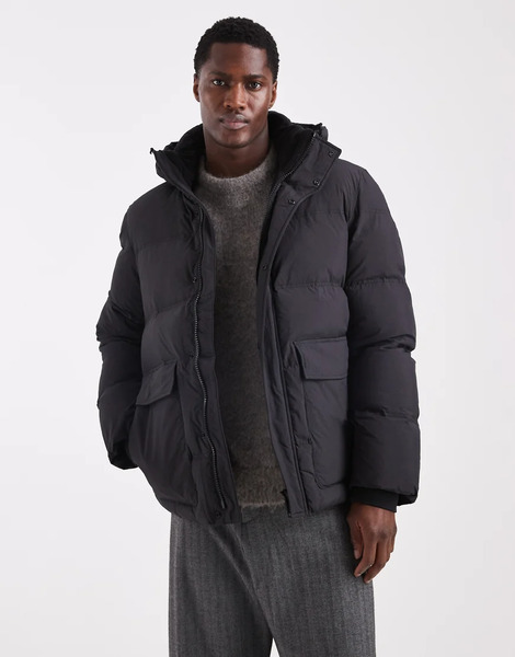  Selected Nylon Puffer Jacket In Black 