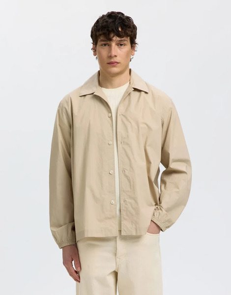  Selected Overshirt In Beige Grey 