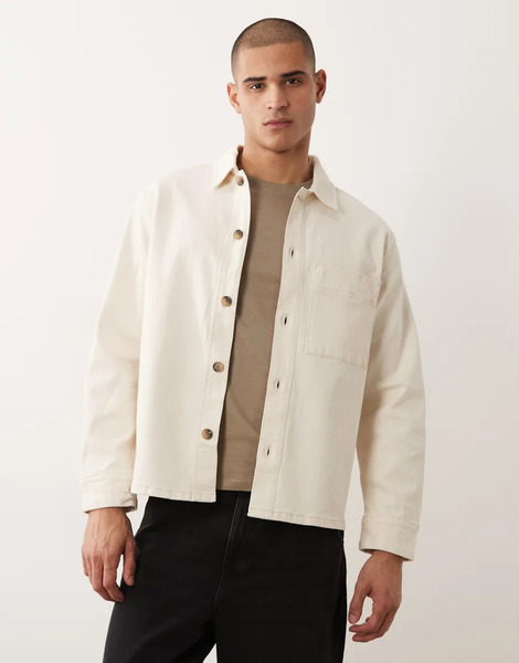  Selected Overshirt Jacket In Ecru White 