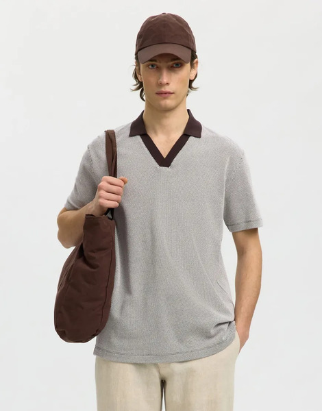  Selected Polo Shirt In Bracken Brown 