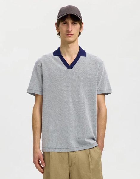  Selected Polo Shirt In Ocean Cavern Blue 